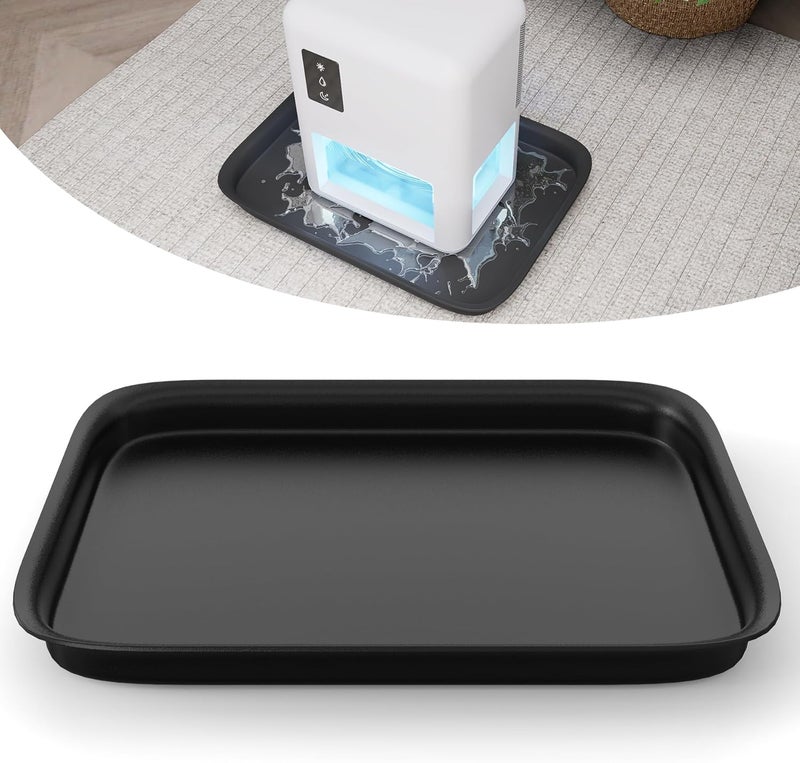 Forestchill Drip Tray for Dehumidifier, 13" x 9" x 2" Hard Plastic Drip Pan with Raised Edge, Leak-Proof Floor Protection for Semiconductor Dehumidifiers, Black - Image 1